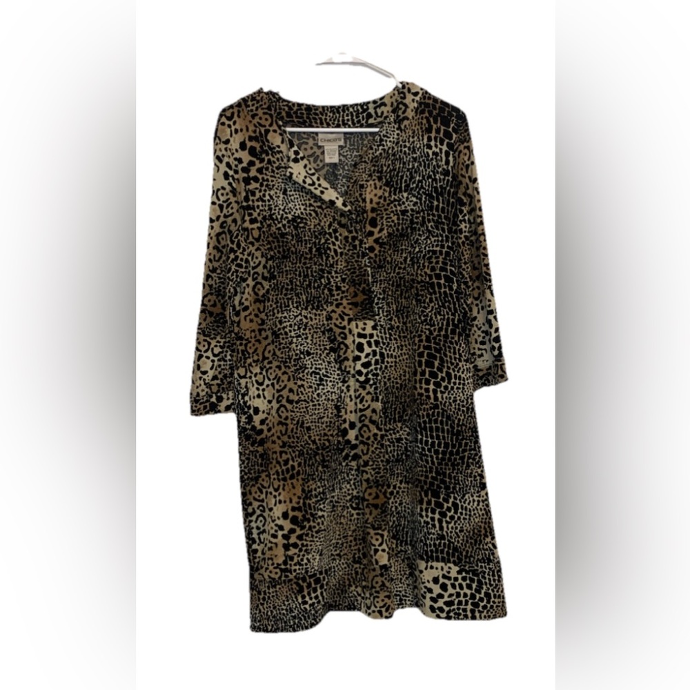 Chicos Womens Dress Sz 1/ Small Cheetah Leopard Animal Print